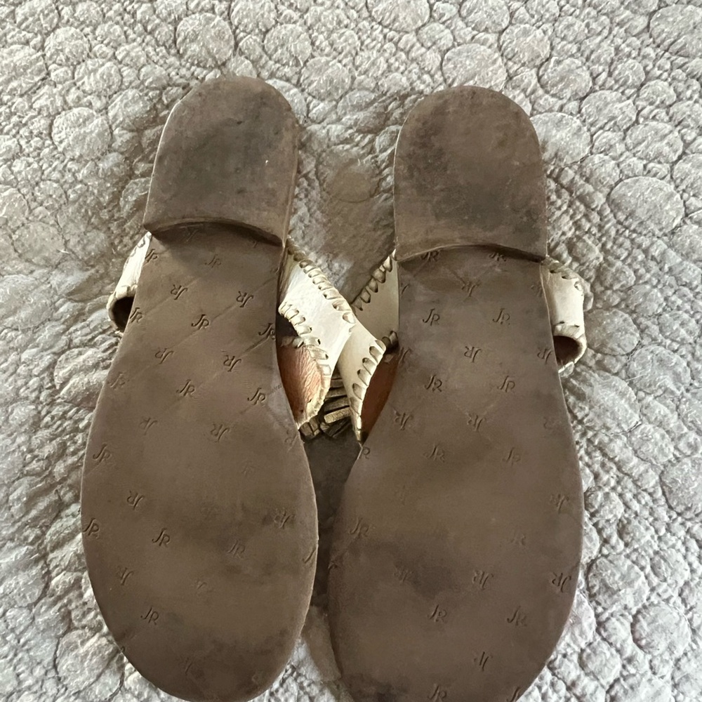 Jack Rogers Alana Sandal Bone and Gold leather tassel flip flop size 9 - Picture 5 of 5